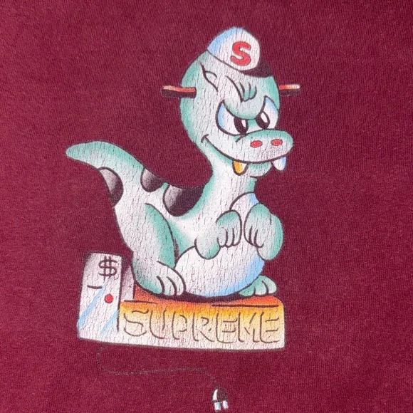 Supreme Burgundy Dinosaur Tee - Picture 4 of 4